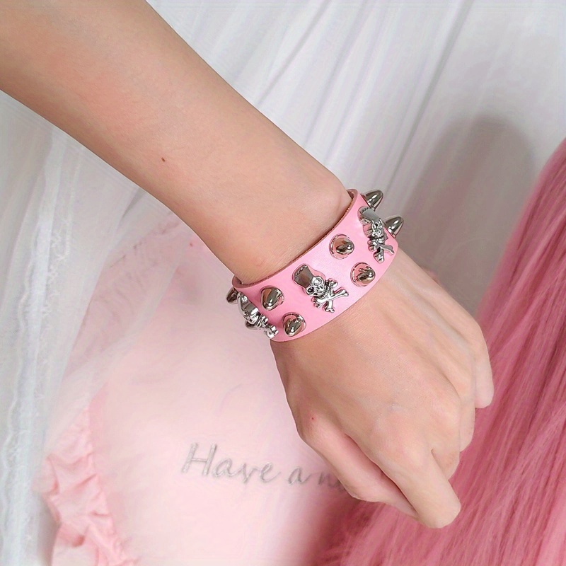 Punk Style PU Leather Chunky Bangle Bracelet Hand Jewelry